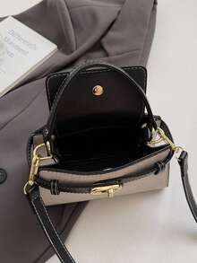 Bolso de mano casual versátil y de moda con contraste de color para mujer - Negro - Ver 4