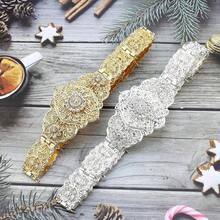 1 Piece Gold Color Morocco Belt For Women Crystal Metal Waist Chain Caucasus Belt Adjustable Length Bride Wedding Jewelry