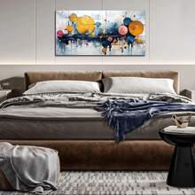 1 peça impressão em tela estilo aquarela azul e amarela - pinturas abstratas modernas em pôster - arte decorativa para sala de estar, quarto, banheiro, café, adequada para as estações de verão e inverno, sem moldura, 50 x 100 cm/19,68 x 39,37 polegadas - Multicolorido - Ver 4