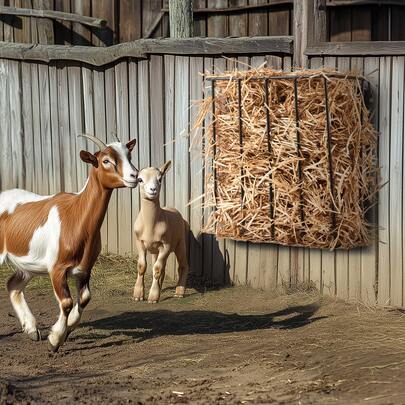Livestock Hay Feeder, 24 Gallons Large Capacity, Heavy-Duty Steel Goat Hay Rack, 27'' Long Wall Mounted Horse Hay Holder, Multiple Sided Feeding Rack For Sheep Farm Livestock Indoor Outdoor
