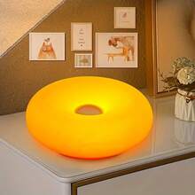 Modern Fashionable Donut-Shaped Atmosphere Lamp, Rechargeable, 3-Color Dimming, Touch Switch, Suitable For Bedroom, Study, Living Room, Office Decor Lighting