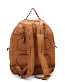 Men's/Women's Backpack In Genuine Vintage Calfskin Leather – Adjustable Shoulder Straps, Zip Pockets, Made In Italy - 藍光 - 查看 3