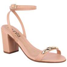 Women's Buckle Sandal Metallic Embellishment Straps High Block Heel Elegant Munita - Bụi hồng - Xem 9