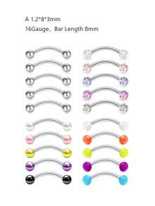 CIZME 20 piezas Joyería personalizada de perforación punk de 16g, anillos de ceja, barras curvas, aretes de daith para mujeres de acero inoxidable, anillos de botón del ombligo, joyería de labio vertical, joyería de perforación de ceja, barra curva de acero inoxidable, anillo de ceja pequeño, joyería de labio vertical, perforación de oreja, hélix, concha, daith para mujeres y hombres de 16g 8mm/10mm - Multicolor-A - Ver 6