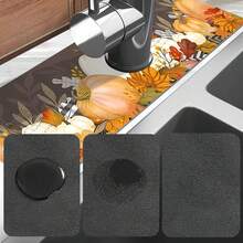 1 Stück Herbst Ernte Festival, Kürbis wassersparende Ausguss-Abtropfmatte, Tischset, Badezimmer Diatom-Schlamm Absorptionsmatte, rutschfeste und schimmelresistente Arbeitsplatten-Matte für den Haushalt.
