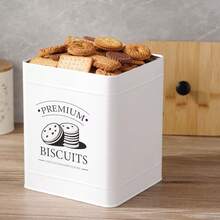 1个饼干罐，带盖厨房面包储物罐，金属面包盒，糖/茶/咖啡储物罐，零食容器，适合圣诞节、复活节、平安夜、教师节