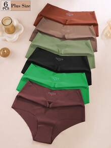 Aofeiqike 6条装高腰加大码女士无痕比基尼内裤，舒适透气丝滑，孕妇适用，性感田园甜美休闲风 - 彩色 - 查看 10