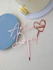 Personalized Couple Names And Date Wedding Cake Topper Custom Cake Toppers For Wedding Mr And Mrs Cake Toppers Anniversary Cake Topper ,Forever Love ,Kitchen Utensils, Modern Wedding 2026 - Style B - View 8