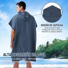 Poncho Microfibra Natacion, para Natacion Secado Rápido y Cómodo, de Baño con Capucha, Poncho de Toalla para Cambiarse para Mujeres y Hombres en Playa, Surf y Natación (Azul) - Rosa - Ver 10