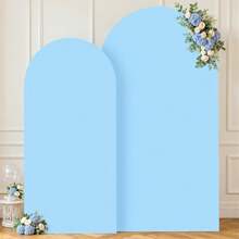 2 pezzi/Set Sfondo in tessuto elasticizzato a forma di arco, adatto per decorazioni per compleanni, archi per matrimoni, decorazioni per feste, decorazioni per cornici ad arco (solo sfondo in tessuto, senza cornice ad arco), sfondo ad arco perfetto per cerimonie di matrimonio in giardino e all'aperto, decorazioni per feste di compleanno (2m+2.2m/1.8m+2.2m)