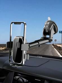 1pc Car Phone Holder, Bendable Soft Tube Suction Cup Rotatable Car Phone Mount For Dashboard/Windshield (2 Face Plates Randomly Sent)