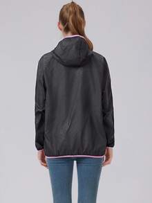 1pc Women's Zipper Hoodie Jacket Sportswear Set, Autumn/Winter Long Sleeve Top With Hood And Multiple Pockets, Black - Black - View 8