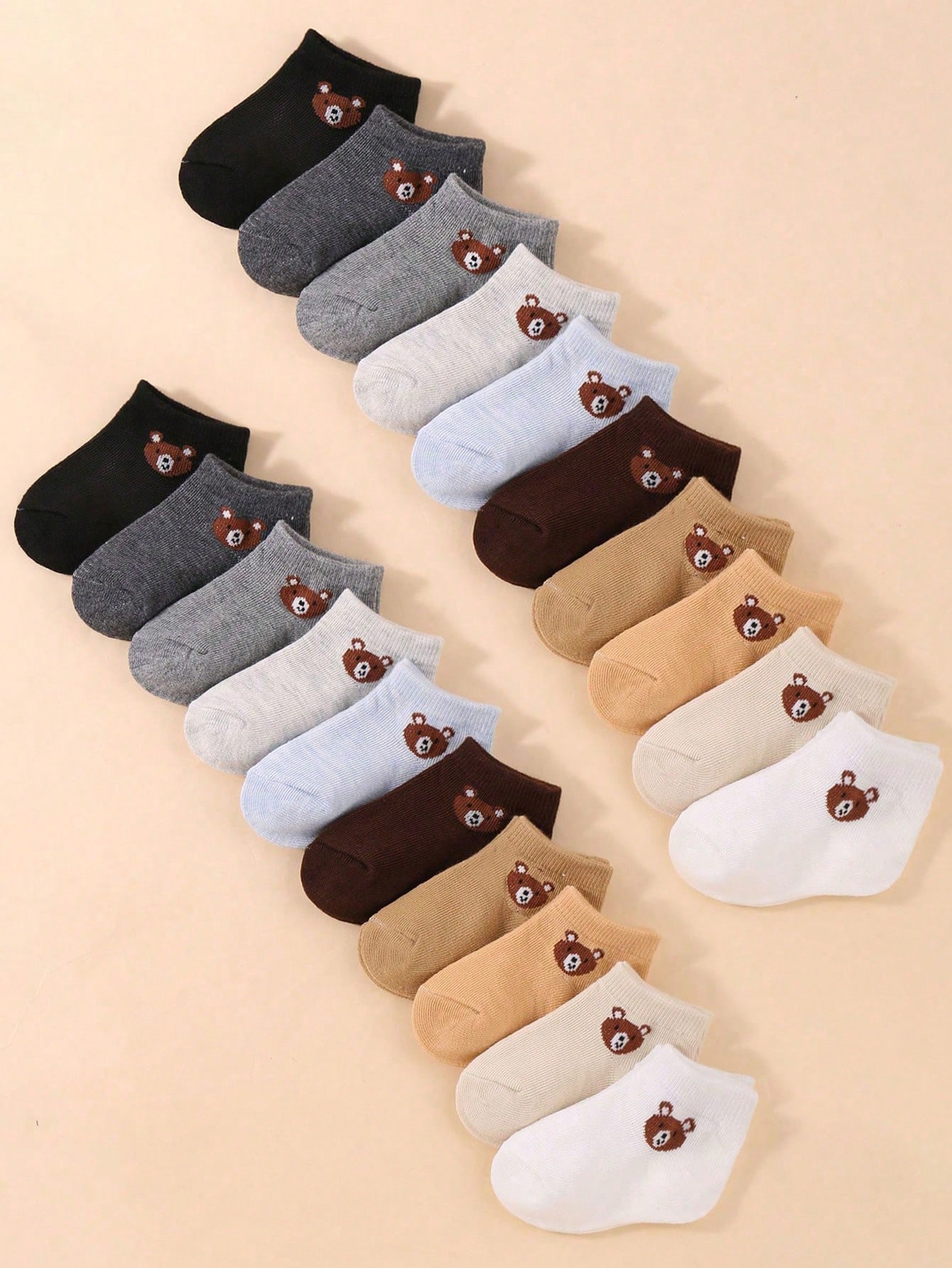 20 زوج جوارب دب صغير | 10 أزواج جوارب قارب طفل بنم...