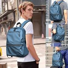 Mochila para portátil de hombre, mochila impermeable, mochila de gran capacidad para viajes de negocios, hasta 14 pulgadas de portátil con múltiples compartimentos - azul - Ver 3