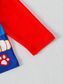 Paw Patrol 两件套汪汪队立大功男童睡衣套装，可爱卡通印花圆领长袖T恤和长裤，轻薄透气，适合秋冬休闲家居服，日常穿着、度假及送礼皆宜。 - 紅色 - 查看 5