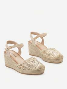 Zeppe espadrillas boho - sandali estivi da donna per uso casual e da viaggio - Beige - Visualizzare 5