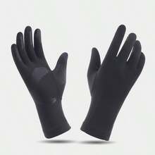 男女通用冬季滑雪内衬手套一双，户外保暖内衬，触屏操作，防滑，保暖，防风，轻便骑行内衬手套 - 黑色 - 查看 7