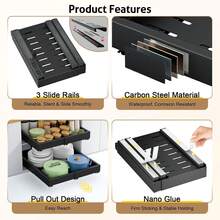 Upgrade Pull Out Cabinet Organizer, Expandable Width (11.4"-18.9") Depth (16.3"-21.7") Pull Out Drawers For Cabinets With 3 Rails, No Drill Adhesive Film Or Nail Slide Out Drawers For Kitchen, Pantry - 黑色 - 查看 6