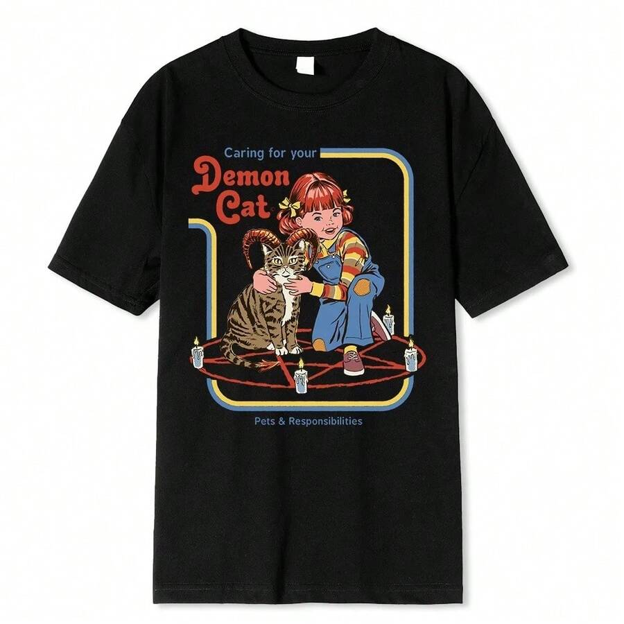Horror Comic Series Sell Your Soul Economics For Children Tshirts T Shirts Loose Cotton Tee Clothing Street T-Shirt 42821_2 - màu đen - Xem 1