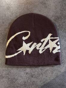 1pc Niche Letter Knit Beanie Hat, Unisex Autumn/Winter Warm Headwear, Suitable For Casual, Streetwear, Couples, Students