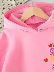 女童字母印花保暖卫衣 - 粉色 - 查看 3