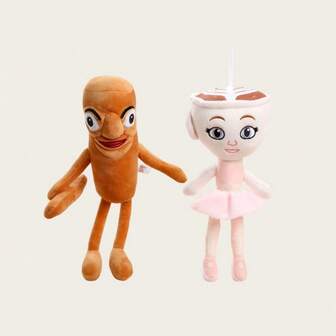 Tung Tung Tung Sahur 和 Ballerina Cappucina 情侣毛绒玩具，有趣的抽象毛绒动物 - 适合儿童收藏的完美礼物，它们是完美的生日礼物、节日礼物、新年礼物和圣诞礼物。