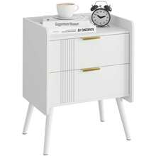 Nightstand Modern Bedside Table With 2 Storage Drawer, Small Night Stand, Wooden Sofa Side Table For Bedroom,Study Room And Small Spaces - 白色 - 查看 9