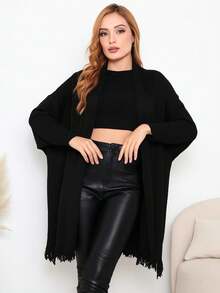 Women's Knitted Cardigan With Fringes - Long Sleeve Casual Chic Style Versatile Coat And Sweater Autumn | Winter - Gỗ đỏ - Xem 6