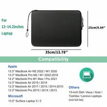 硬质笔记本电脑保护套，适用于 13 英寸 Air M3 M2 M1 2024、14 英寸 Pro M4/M3/M2/M1 A2918 A2992 A2779 A2442、15.3 英寸 Air M4 M3 M2 2025 2024、16.2 英寸 Pro M4/M3/M2/M1 Pro/Max A2991 A2780 A2485 A2141，防水保护套兼容戴尔、Surface Laptop、惠普（黑色） - 黑色 - 查看 6