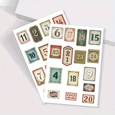 2pcs/Set Christmas Countdown Stickers, Number Countdown Office Supplies, Party Gift Sealing Stickers, Merry Christmas Gift Stickers, DIY Craft Gift Packaging Labels, Gift Boxes, Gift Bag Decoration Labels Stickers, Advent Calendar Number Stickers, Christmas Party Decorations, Christmas Supplies, Box Sealing Stickers, Sealing Stickers