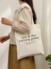 1 Pc His Is The Turning Point   Pattern Tote Bag Shoulder Bag For Travel Daily Commute Women's Shopping Bag, Best Gift For Her,  Folding Shoulder Bag Summer Beach Holiday Bag Travel Gift For Man Woman
