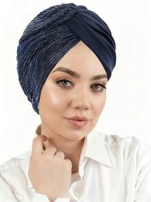 1 件女士长袍配饰纯色头巾帽子头巾头巾头带日常下帽面纱服装 - 顏色 - 查看 18