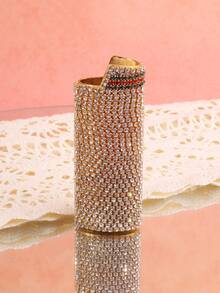 [1pc Zinc Alloy Lighter Case] 1pc Sparkling Artificial Diamond Decoration Zinc Alloy Lighter Case&Lighter Sleeve For Model BIC-J6. - Multicolor - View 16