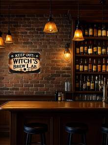 2D Flat 1pc, Vintage, Satire, Tin Sign, "Witch's Brew Lab: Forbidden Potion Signage For Your Haunted Halloween Decorations!"Decor (8*10inch) Perfect For Streets, Yards, Porches, Garages, Homes, Cafes, Bars, Clubs, Shops, Restaurants, Farms, Gardens & Gifting! - 彩色 - 查看 5