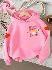 女童字母印花保暖卫衣 - 粉色 - 查看 2