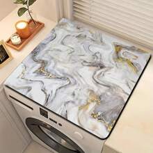 1pc, Washing Machine Dust Cover Pad,Dry Bathroom Drain Pad And Placemat For Tableware Marbleized Pattern, Perfect For Washing Machine Dust Cover Mat, Washstand Drain Pad, Soft Faucet Absorbent Mat, Washstand Cup Mat, Kitchen Accessories, Bathroom Accessories