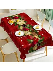 1 PIECE Christmas Print Polyester Rectangular Tablecloth - Stain Resistant & Wrinkle Free, Decorative Table Cloth For Indoor & Outdoor Tabletop, Party, Buffet & Wedding - Machine Woven - Multicolor - View 2
