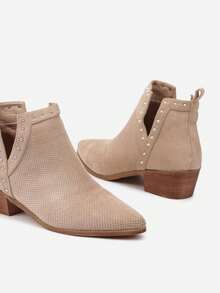 Vices Openwork Heeled Ankle Boots Decorated With Cutouts And Rivets - Mocha Brown - View 6