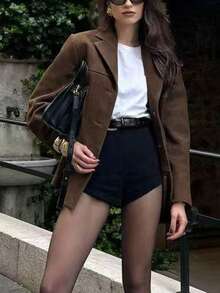 Veste décontractée polyvalente de mode rétro pour femmes, couleur unie avec poche et boutons devant, pour le bureau