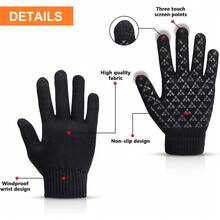 Guantes de Invierno Con Pantalla Táctil Antideslizante Para Hombre y Mujer - Tejidos Con Interior de Forro Polar - gris - Ver 9