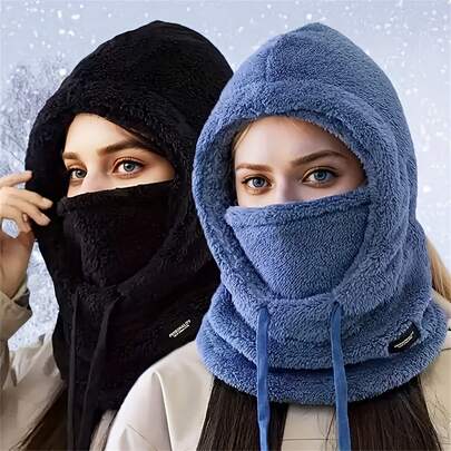 1/2 Piezas Bufanda con capucha de forro polar para mujer en invierno - Resistente al viento, calienta las orejas, gruesa y cálida, adecuada para viajes al aire libre/deportes/compras/eventos sociales, regalo de Navidad, esencial en invierno, disponible en 3 colores