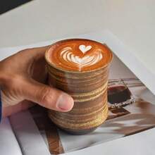 Retro Minimalist Coffee Cup, Instant Latte Cup, Cafe-Style American Coffee, Unique Handpainted Ceramic Mug