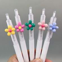 5/2/1pc,Random Cute Floral Quick Dry Neutral Pen, Gel Pen, Ballpoint Pen, Cute Flower Push Action Pen, Perfect For Students And Girls, Opening Season Gift For Kids, Friends, BFFs