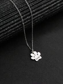 1pc Can Be Customized Engraved Multiple Cat Paw Name Necklace, Stainless Steel Jewelry, Custom Necklace, Women's Necklace, Name Necklace, Gold Necklace And Silver Necklace, Customizable Things, Personal Decorations, Cat Nameplate Necklace, Commemorative Items For Pet Lovers, Suitable For Halloween, Christmas, Birthday Gifts, Anniversary Gifts For Yourself And Family, Friends Or Pet Lovers Personalized Gifts