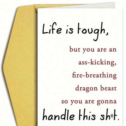 1pc "Life Is Tough, But You Got This" Motivational Greeting Card, Encouragement Card For Family, Spouse, Friends, Coworkers, Birthday (Comes With Random Style/Color Envelope) Back To School,Back To School,School Supplies