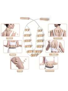 1pc Wooden Back And Neck Massager With Adjustable Tension, Composite Wood, Ideal For Muscle Relaxation And Fitness, Neck And Back, Adjustable Tension Massager, Eases Muscle Tension