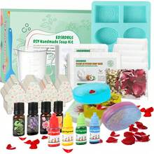 EDSRDRUS Soap Making Kit For Adults & Kids - Soap Making Supplies With 2lbs Glycerin Soap Base, Silicone Molds, Dried Petals, Fragrance Oils, Pigments & More - Fun, Easy, Creative DIY Craft Kits