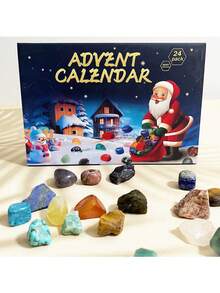 24pcs Christmas Advent Calendar With Crystal Gems, 24-Day Christmas Countdown Calendar, Children's Gift