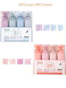 Set de 4 resaltadores fluorescentes con brillo, bolígrafos con ancho de línea flexible, tinta a base de agua resistente a manchas, ideales para tomar notas brillantes, planificadores y diarios