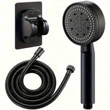 Set de 3 piezas de ducha - Manguera flexible de 1.5m, soporte de montaje en pared, negro - Ducha y manguera y soporte - Ver 1
